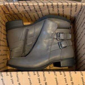 Old Navy Charcoal Ankle Boots with Double Buckle